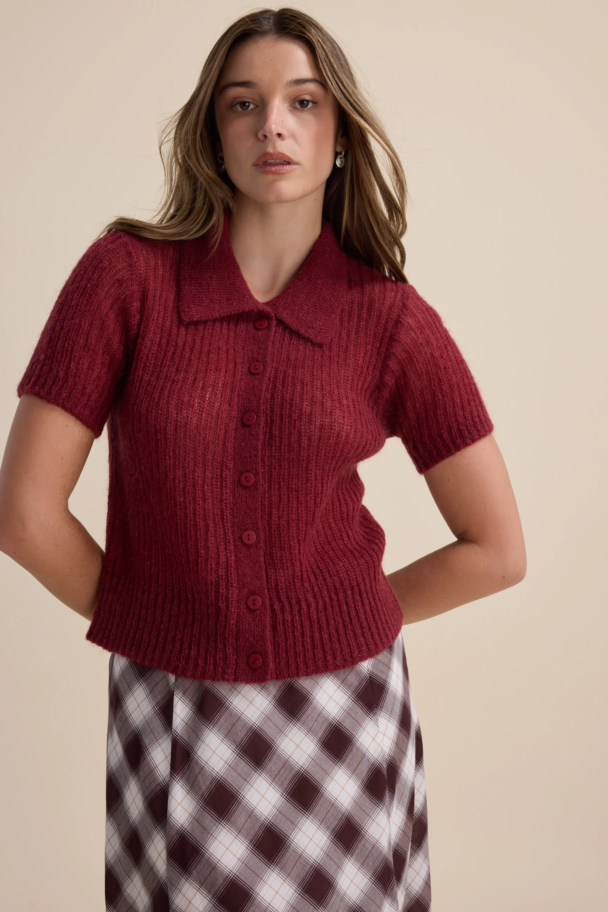 Cleo Button Front Knitted Top - Image 4