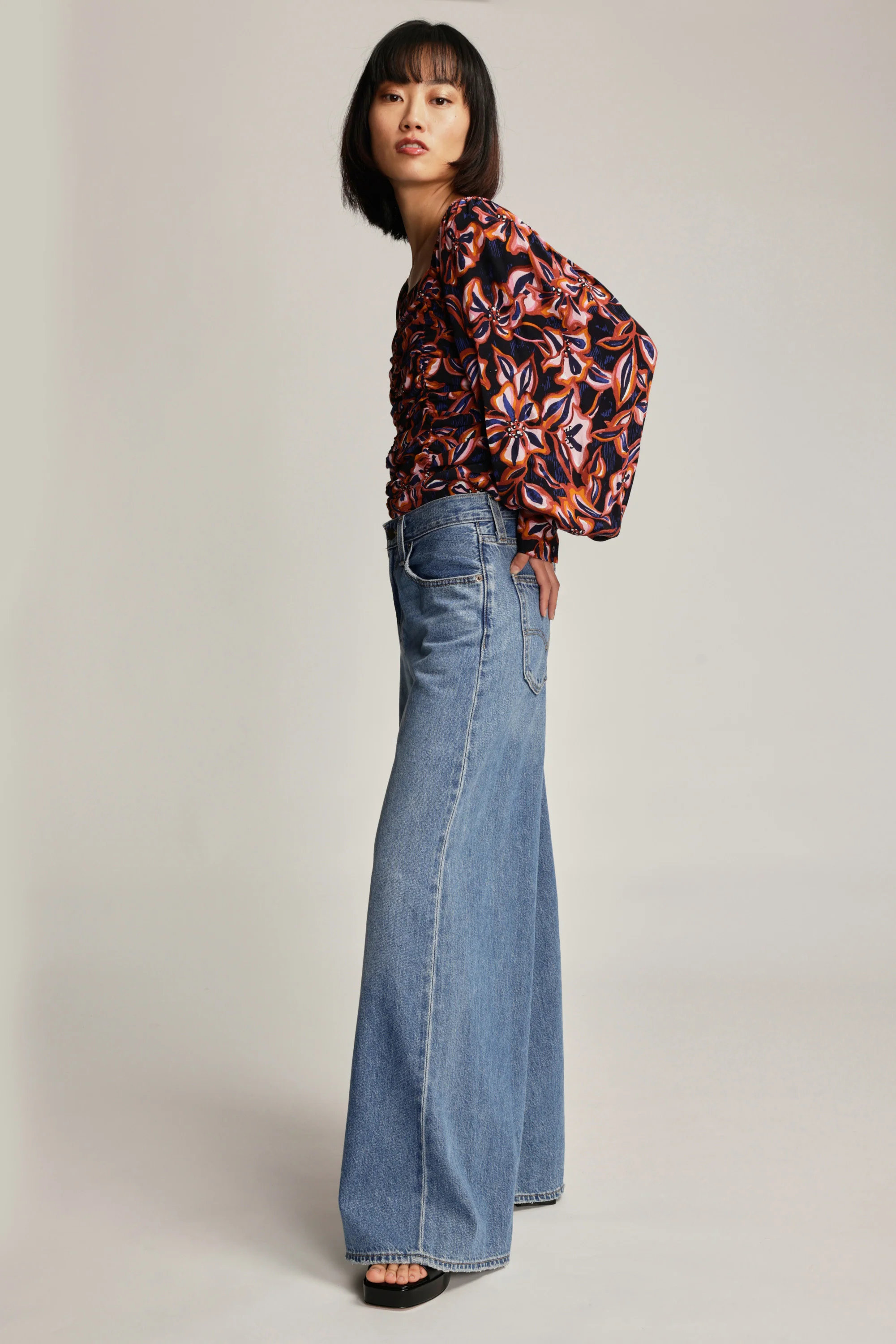 Violet Cropped Gather Detail Top - Image 2